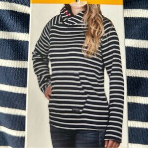 Colorado State of Mind Navy and White nautical Striped pockets hoodie size M NEW